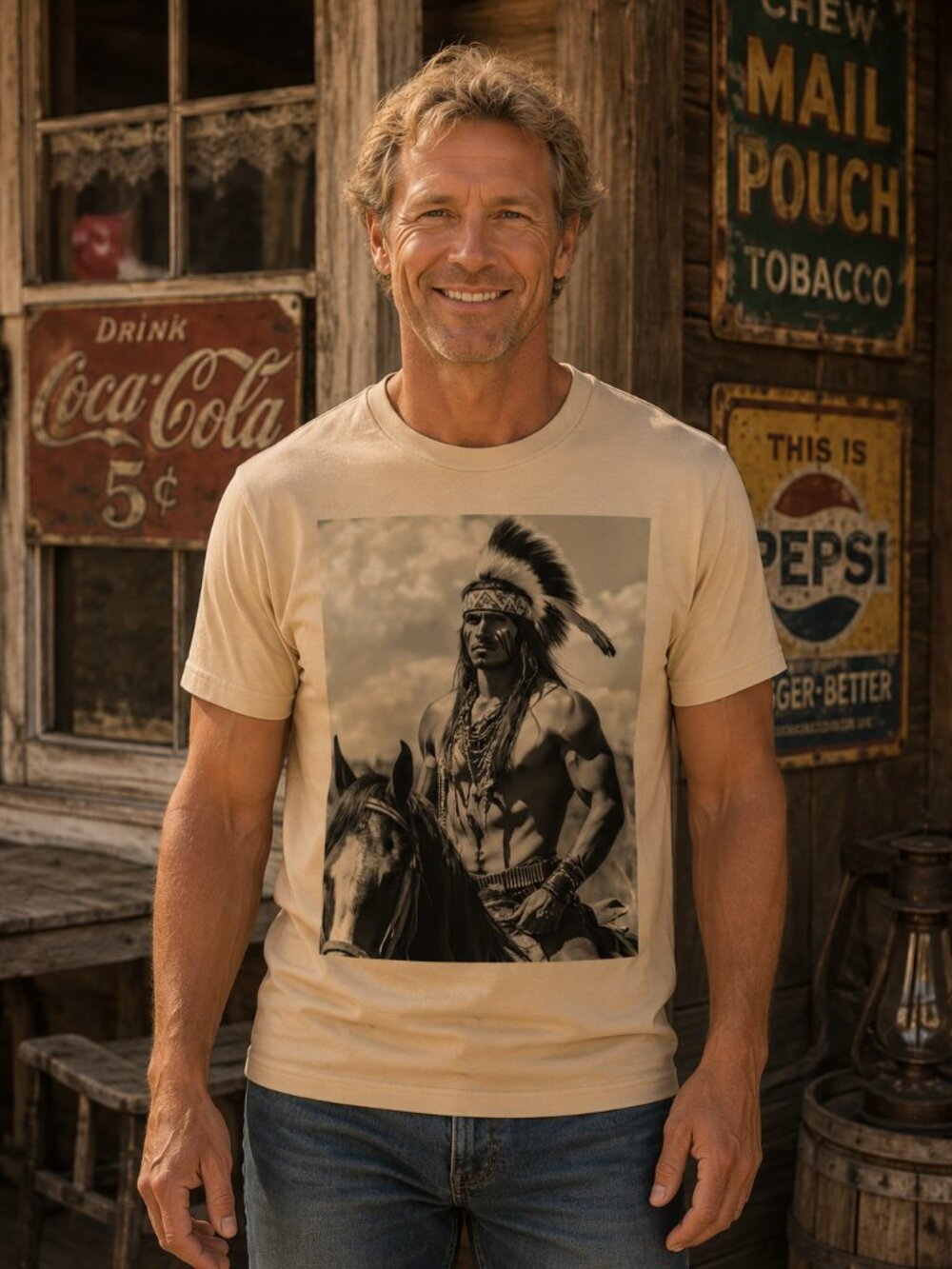 Warrior of the Plains Vintage Tee HATMAN ORIGINALS VINTAGE STYLE T SHIRT TEE